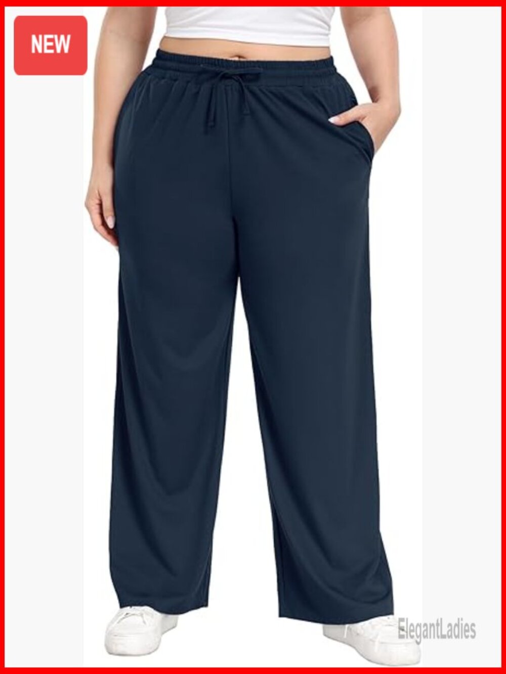 Plus Size Wide Leg Pajama Pants Elastic Waist Drawstring Lounge Trousers
